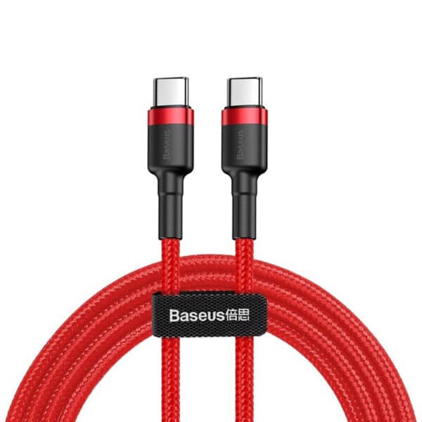 Baseus - Data Cable Cafule (CATKLF-H09) - Type-C to Type-C, 60W, 3A, 2m - Red / Μαύρο