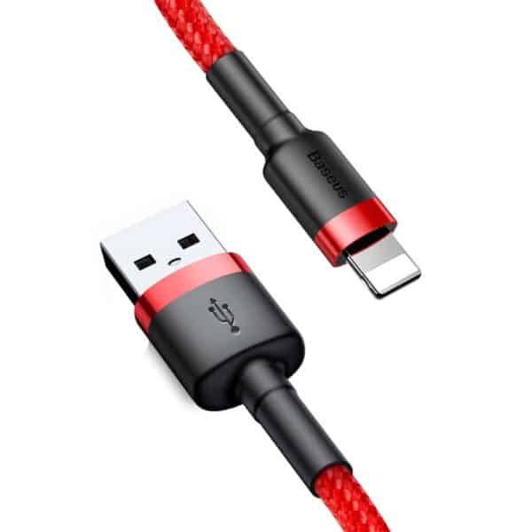 Baseus - Data Cable Cafule (CALKLF-A09) - USB to Lightning, Fast Charging, Q.C.3.0, 2.4A, 0.5m - Κόκκινο