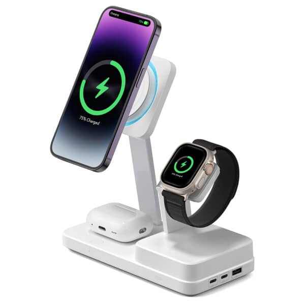 ESR - Premium 6in1 Wireless Βάση Ασύρματης Φόρτισης HaloLock CryoBoost (6E007) - iPhone MagSafe, AirPods, Apple Watch, 100W - Λευκό