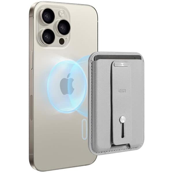 ESR - Wallet Magnetic MagSafe HaloLock (2K612) - Smart 3 Cards Storage, Made from Artificial Leather - Natural Titanium