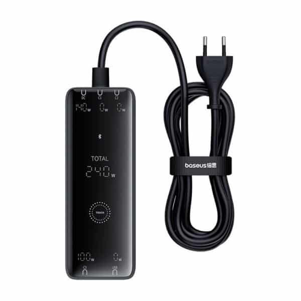 Baseus - Βάση Φόρτισης (P10163901113-00) - GaN, 3x USB-C, USB, DC, 240W, 1m - Μαύρο