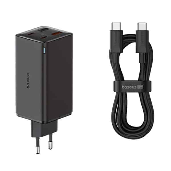 Baseus - Φορτιστής GaN6 Pro (P10162705112-00) - 2x USB, 2x Type-C, 100W, with Cable Type-C, 100W, 20V, 5A, 1m - Μαύρο