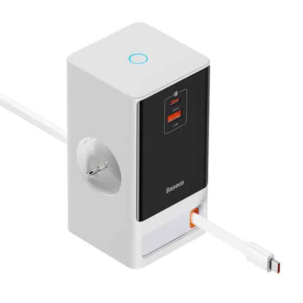 Baseus - Βάση Φόρτισης PowerCombo (PSLR000602) - USB, 2xType-C, Shuko, 65W - Λευκό