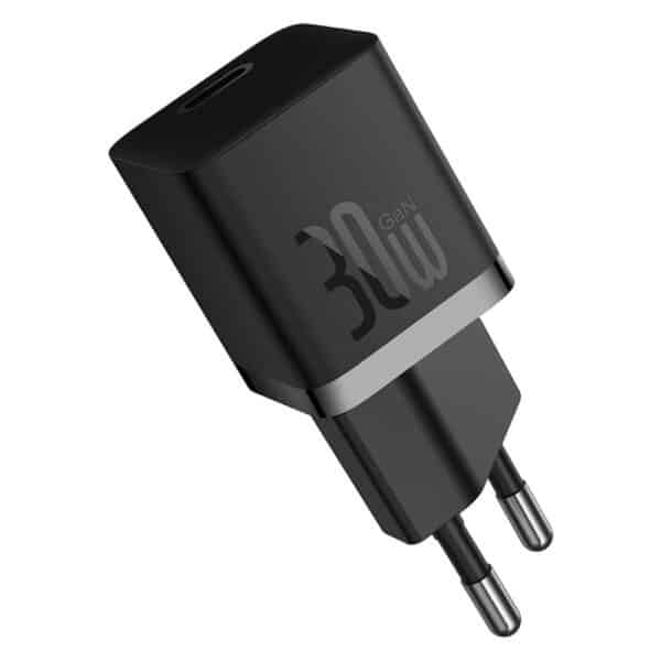 Baseus - Φορτιστής (P10110902113-00) - GaN, Type-C, Fast Charging, 30W, with Cable Type-C, 100W, 1m - Cluster Μαύρο