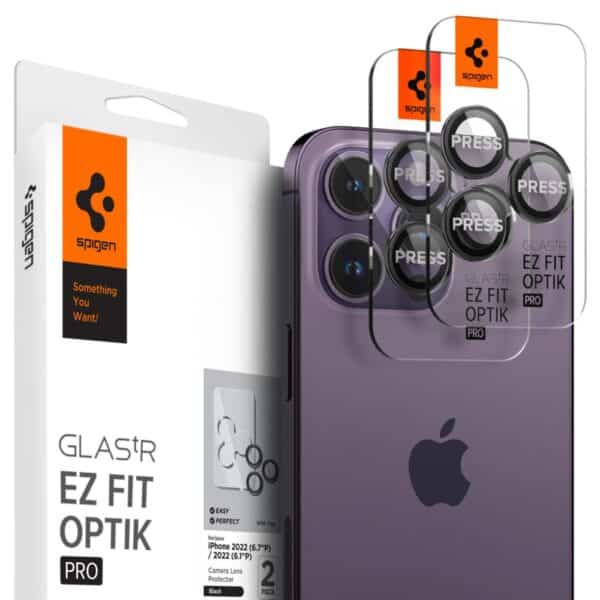 Spigen - Optik.tR EZ Fit Pro Camera Glass (2 pack) Προστασία Κάμερας - iPhone 14 Pro / iPhone 14 Pro Max - Μαύρο