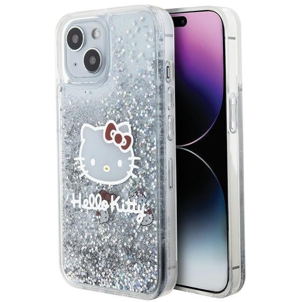 Hello Kitty - Hardcase Liquid Glitter Charms Kitty Head (HKHCP14SLIKHET) - iPhone 14 - Ασημί
